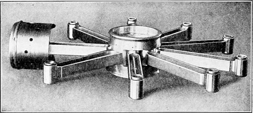 An illustration from Aviation engines, design - construction - operation and repair; a complete, practical treatise outlining clearly the elements of internal combustion engineering with special reference to the design, construction, operation and repair of airplane power plants; also the auxiliary engine systems, such as lubrication, carburetion, ignition and cooling. It includes complete instructions for engine repairing and systematic location of troubles, tool equipment and use of tools, also outlines the latest mechanical processes, 1917, leaf 295