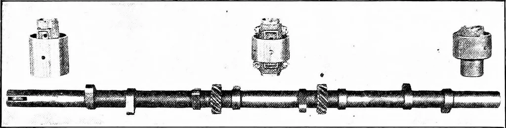 An illustration from Aviation engines, design - construction - operation and repair; a complete, practical treatise outlining clearly the elements of internal combustion engineering with special reference to the design, construction, operation and repair of airplane power plants; also the auxiliary engine systems, such as lubrication, carburetion, ignition and cooling. It includes complete instructions for engine repairing and systematic location of troubles, tool equipment and use of tools, also outlines the latest mechanical processes, 1917, leaf 314