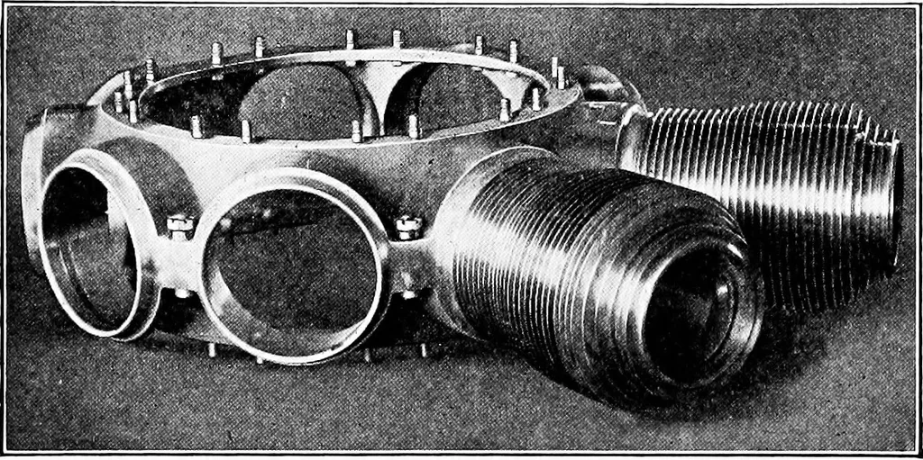 An illustration from Aviation engines, design - construction - operation and repair; a complete, practical treatise outlining clearly the elements of internal combustion engineering with special reference to the design, construction, operation and repair of airplane power plants; also the auxiliary engine systems, such as lubrication, carburetion, ignition and cooling. It includes complete instructions for engine repairing and systematic location of troubles, tool equipment and use of tools, also outlines the latest mechanical processes, 1917, leaf 324
