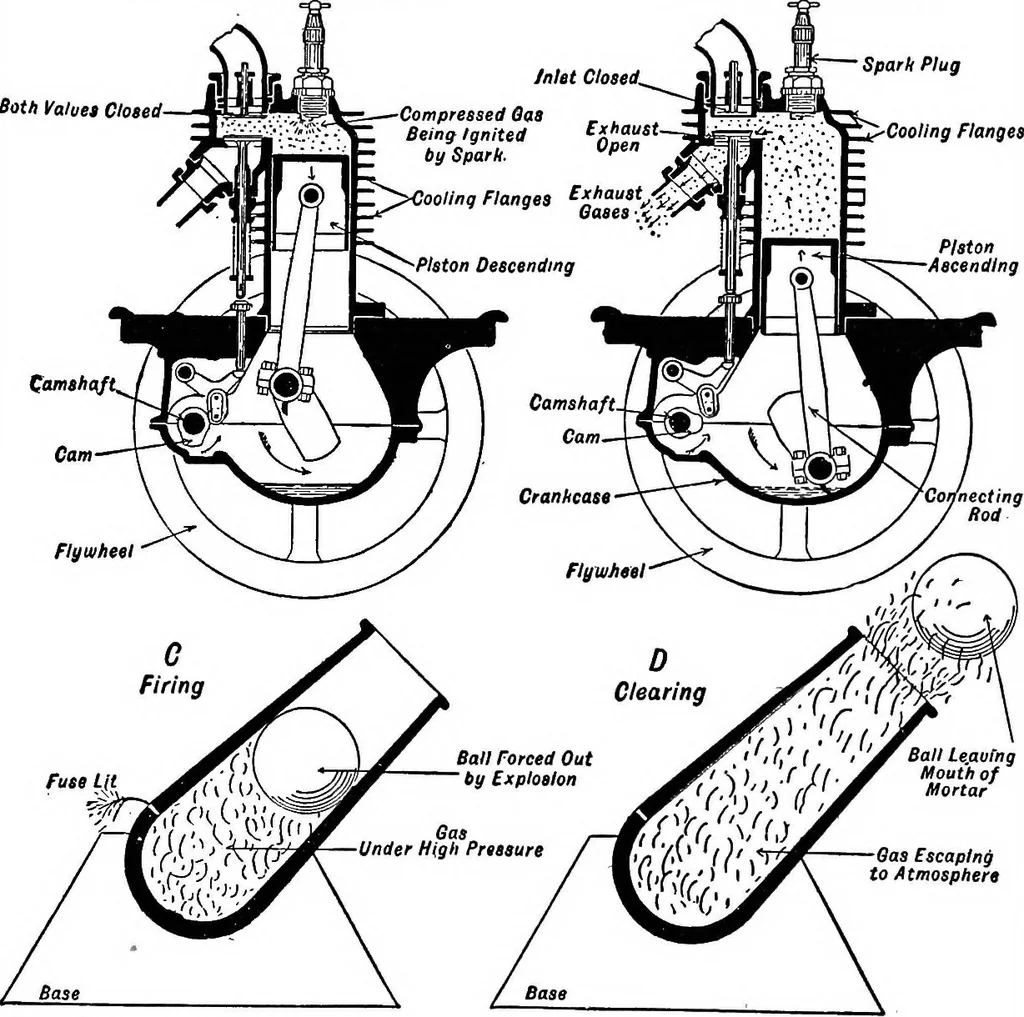 An illustration from Aviation engines, design - construction - operation and repair; a complete, practical treatise outlining clearly the elements of internal combustion engineering with special reference to the design, construction, operation and repair of airplane power plants; also the auxiliary engine systems, such as lubrication, carburetion, ignition and cooling. It includes complete instructions for engine repairing and systematic location of troubles, tool equipment and use of tools, also outlines the latest mechanical processes, 1917, leaf 40