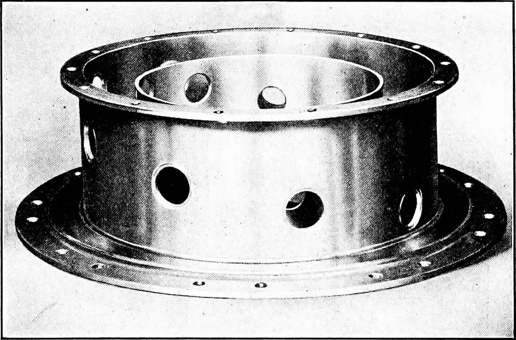 An illustration from Aviation engines, design - construction - operation and repair; a complete, practical treatise outlining clearly the elements of internal combustion engineering with special reference to the design, construction, operation and repair of airplane power plants; also the auxiliary engine systems, such as lubrication, carburetion, ignition and cooling. It includes complete instructions for engine repairing and systematic location of troubles, tool equipment and use of tools, also outlines the latest mechanical processes, 1917, leaf 492
