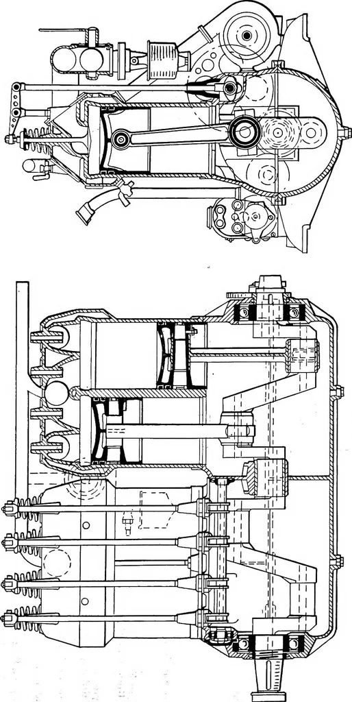 An illustration from Aviation engines, design - construction - operation and repair; a complete, practical treatise outlining clearly the elements of internal combustion engineering with special reference to the design, construction, operation and repair of airplane power plants; also the auxiliary engine systems, such as lubrication, carburetion, ignition and cooling. It includes complete instructions for engine repairing and systematic location of troubles, tool equipment and use of tools, also outlines the latest mechanical processes, 1917, leaf 546
