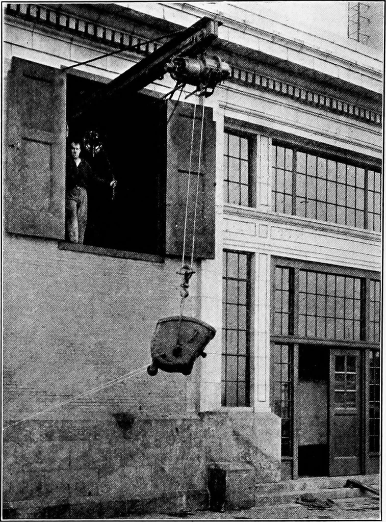 An illustration from Material handling cyclopedia; a reference book covering definitions, descriptions, illustrations and methods of use of material handling machines employed in industry, 1921, leaf 219