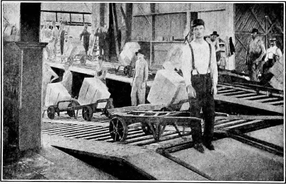 An illustration from Material handling cyclopedia; a reference book covering definitions, descriptions, illustrations and methods of use of material handling machines employed in industry, 1921, leaf 365