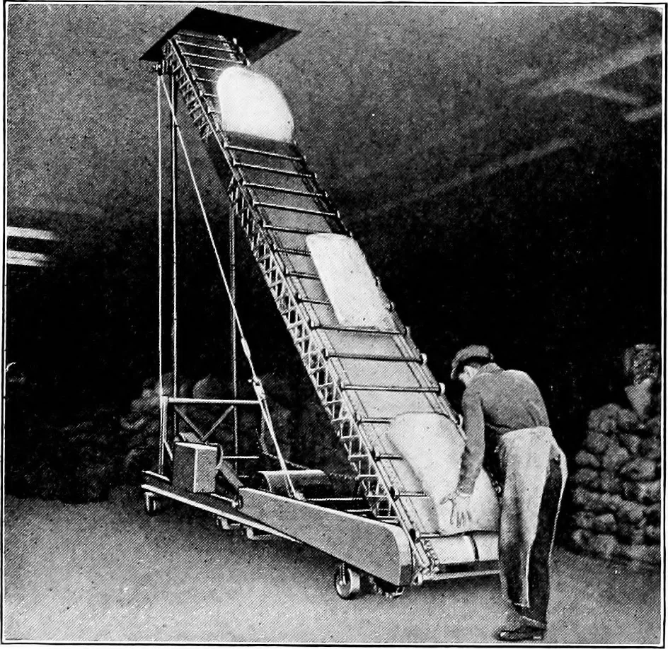 An illustration from Material handling cyclopedia; a reference book covering definitions, descriptions, illustrations and methods of use of material handling machines employed in industry, 1921, leaf 369