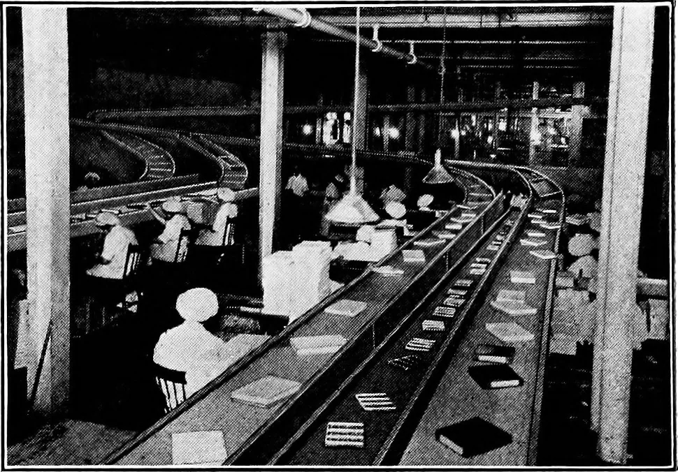 An illustration from Material handling cyclopedia; a reference book covering definitions, descriptions, illustrations and methods of use of material handling machines employed in industry, 1921, leaf 382