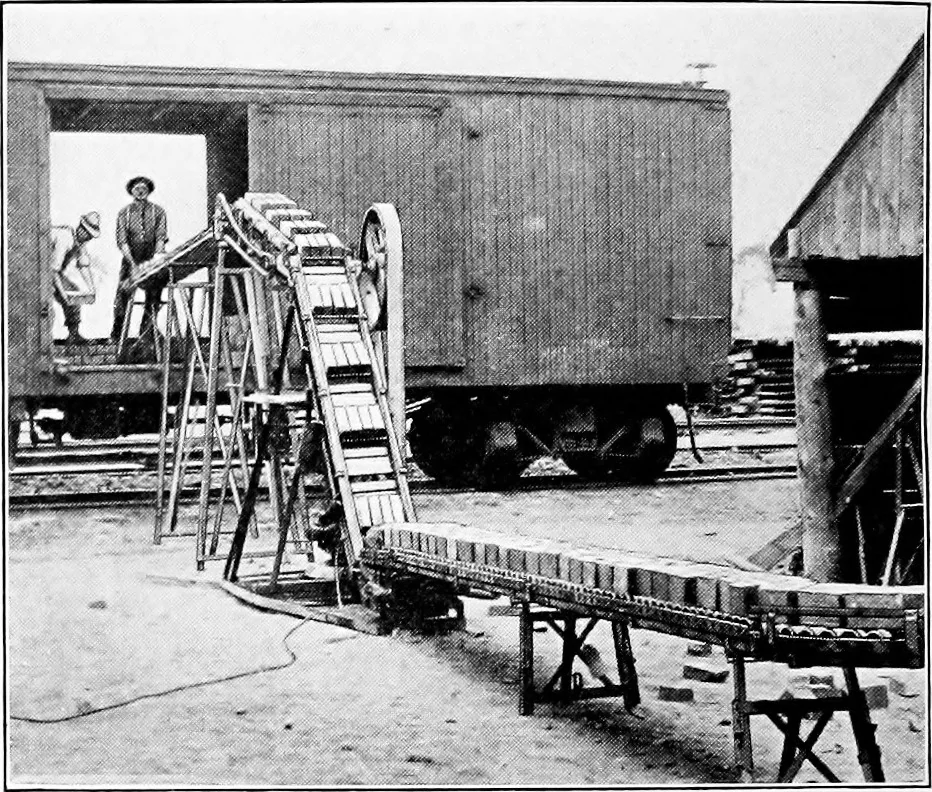 An illustration from Material handling cyclopedia; a reference book covering definitions, descriptions, illustrations and methods of use of material handling machines employed in industry, 1921, leaf 389