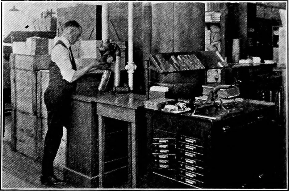 An illustration from Material handling cyclopedia; a reference book covering definitions, descriptions, illustrations and methods of use of material handling machines employed in industry, 1921, leaf 413