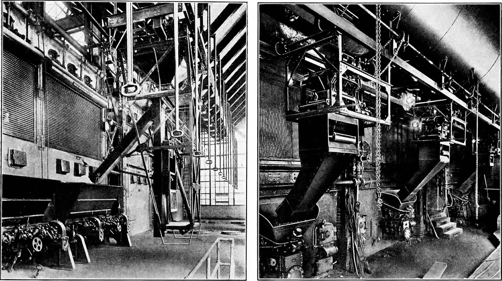 An illustration from Material handling cyclopedia; a reference book covering definitions, descriptions, illustrations and methods of use of material handling machines employed in industry, 1921, leaf 676