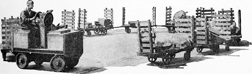 An illustration from Material handling cyclopedia; a reference book covering definitions, descriptions, illustrations and methods of use of material handling machines employed in industry, 1921, leaf 736