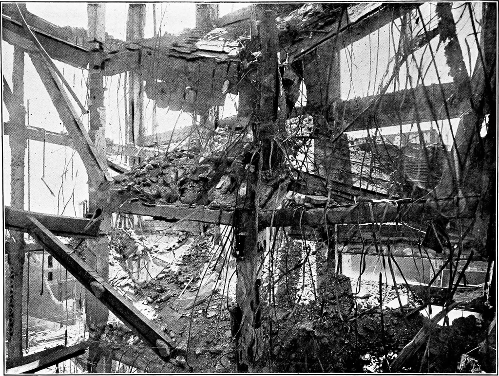 An illustration from The San Francisco earthquake and fire; a brief history of the disaster; a presentation of facts and resulting phenomena, with special reference to the efficiency of building materials, lessons of the disaster, 1906, leaf 105