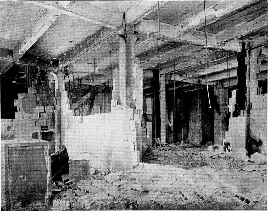 An illustration from The San Francisco earthquake and fire; a brief history of the disaster; a presentation of facts and resulting phenomena, with special reference to the efficiency of building materials, lessons of the disaster, 1906, leaf 109