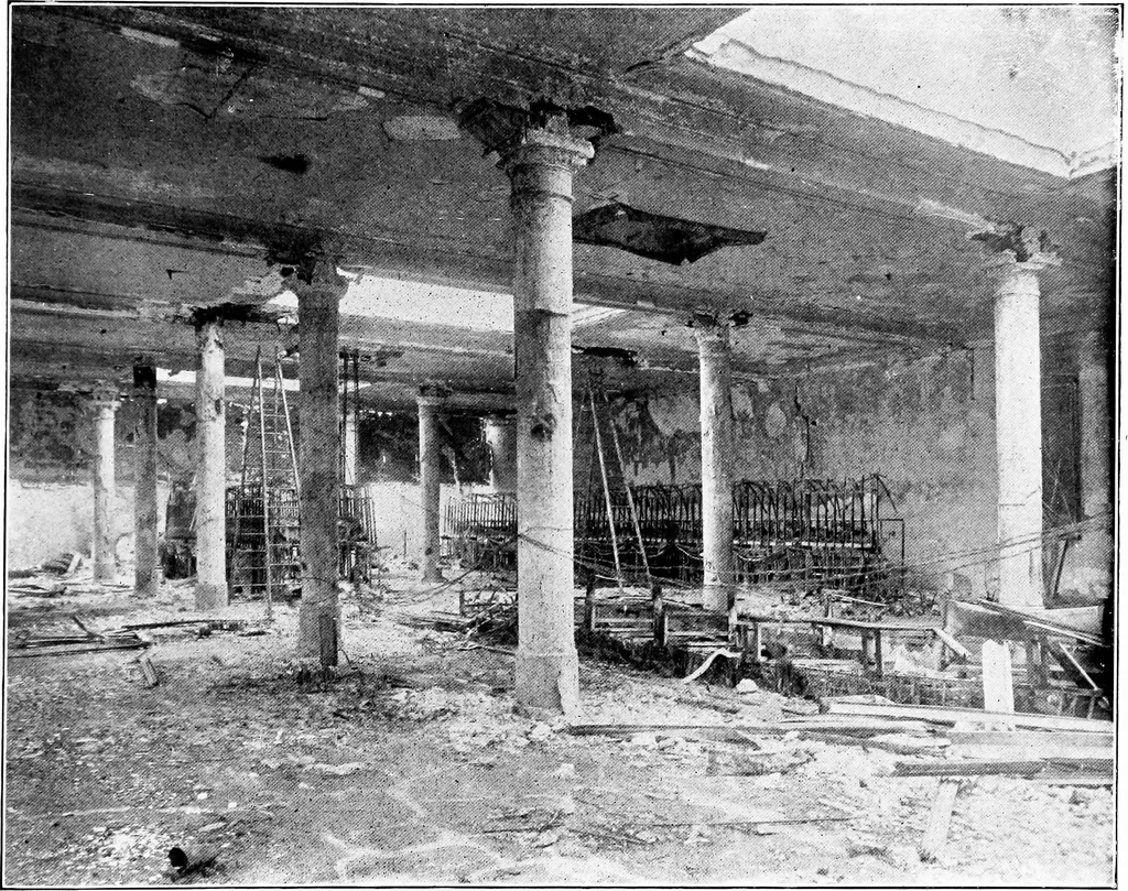 An illustration from The San Francisco earthquake and fire; a brief history of the disaster; a presentation of facts and resulting phenomena, with special reference to the efficiency of building materials, lessons of the disaster, 1906, leaf 146