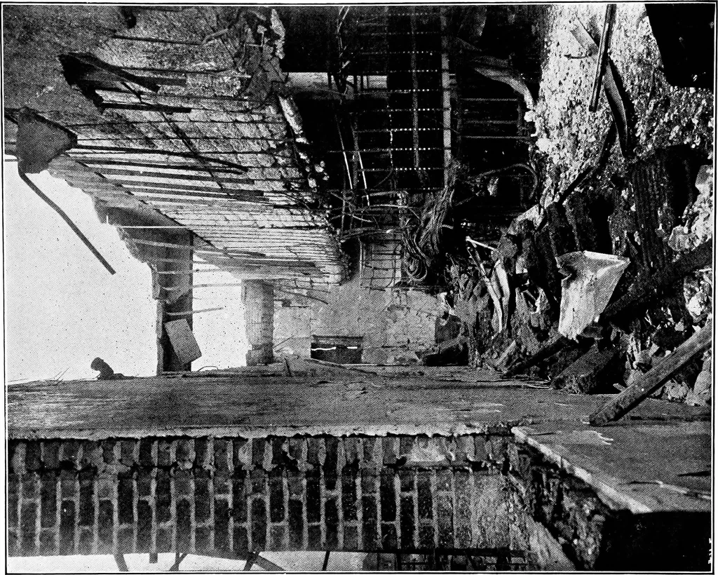 An illustration from The San Francisco earthquake and fire; a brief history of the disaster; a presentation of facts and resulting phenomena, with special reference to the efficiency of building materials, lessons of the disaster, 1906, leaf 147