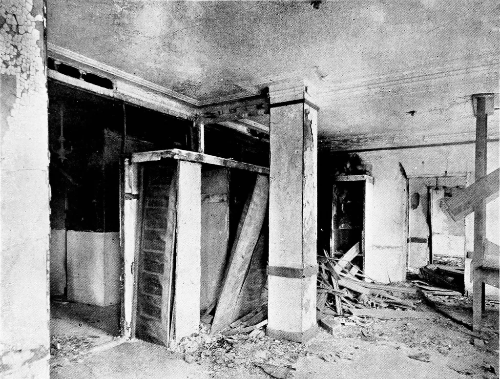 An illustration from The San Francisco earthquake and fire; a brief history of the disaster; a presentation of facts and resulting phenomena, with special reference to the efficiency of building materials, lessons of the disaster, 1906, leaf 174