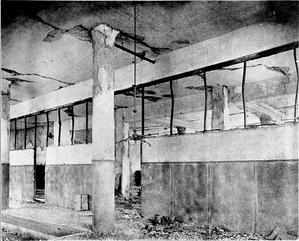 An illustration from The San Francisco earthquake and fire; a brief history of the disaster; a presentation of facts and resulting phenomena, with special reference to the efficiency of building materials, lessons of the disaster, 1906, leaf 177