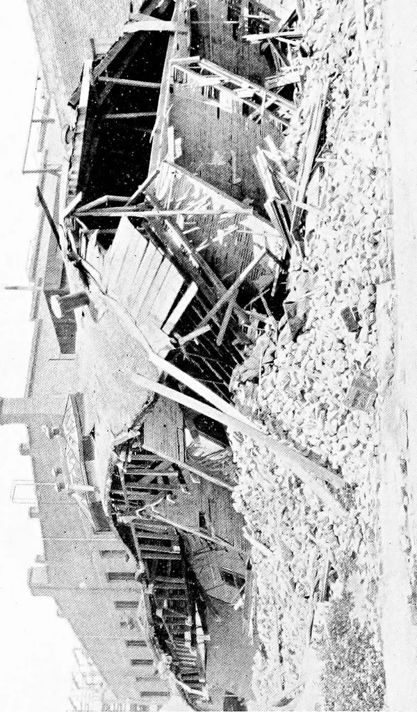 An illustration from The San Francisco earthquake and fire; a brief history of the disaster; a presentation of facts and resulting phenomena, with special reference to the efficiency of building materials, lessons of the disaster, 1906, leaf 19