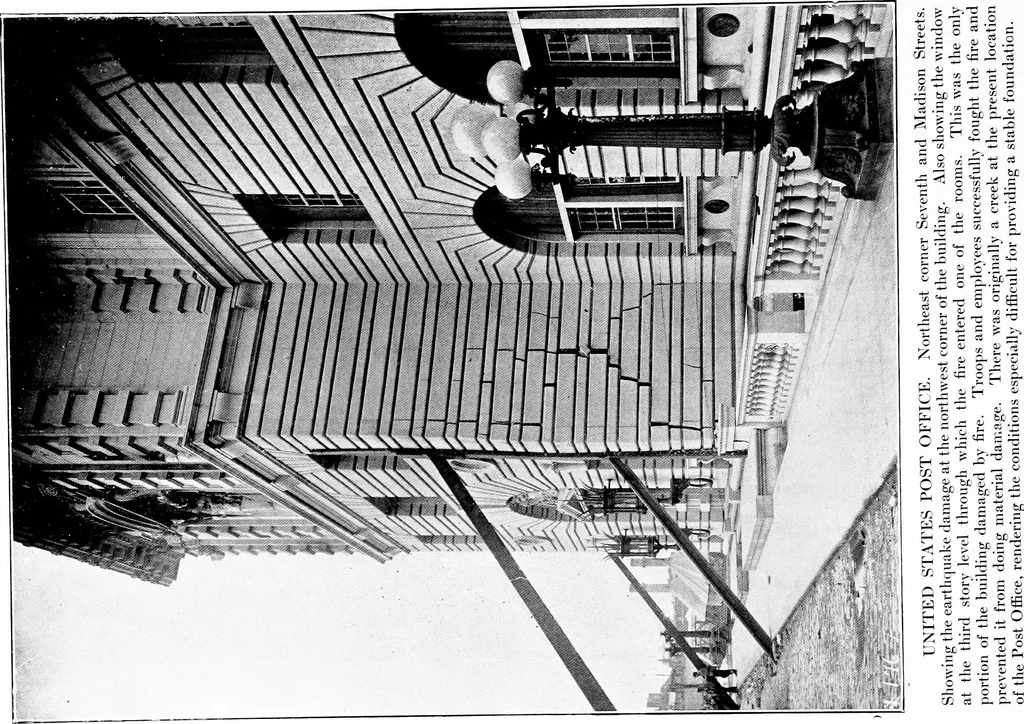 An illustration from The San Francisco earthquake and fire; a brief history of the disaster; a presentation of facts and resulting phenomena, with special reference to the efficiency of building materials, lessons of the disaster, 1906, leaf 197