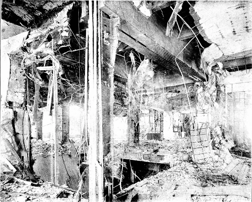 An illustration from The San Francisco earthquake and fire; a brief history of the disaster; a presentation of facts and resulting phenomena, with special reference to the efficiency of building materials, lessons of the disaster, 1906, leaf 204