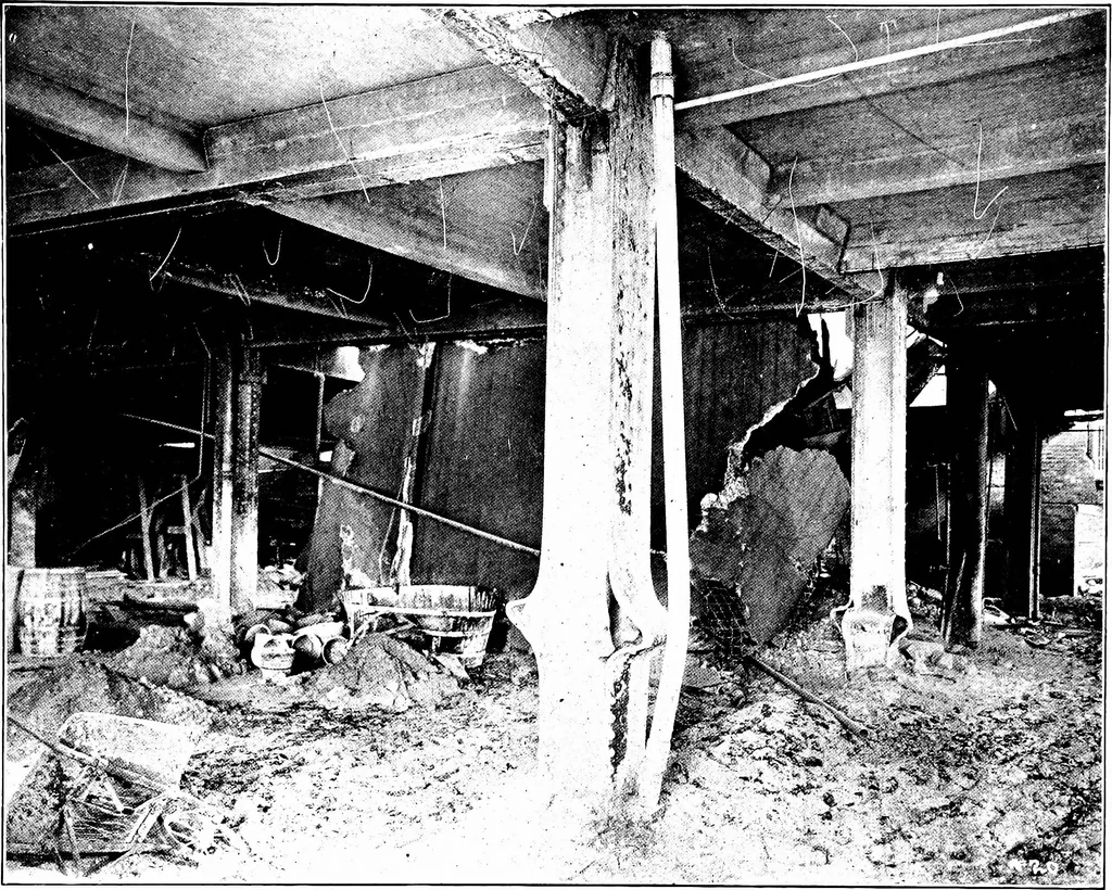 An illustration from The San Francisco earthquake and fire; a brief history of the disaster; a presentation of facts and resulting phenomena, with special reference to the efficiency of building materials, lessons of the disaster, 1906, leaf 205