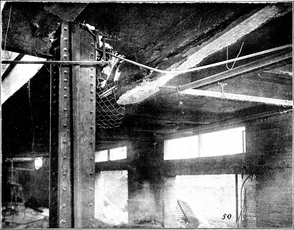 An illustration from The San Francisco earthquake and fire; a brief history of the disaster; a presentation of facts and resulting phenomena, with special reference to the efficiency of building materials, lessons of the disaster, 1906, leaf 206