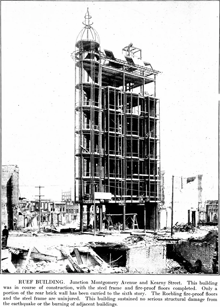 An illustration from The San Francisco earthquake and fire; a brief history of the disaster; a presentation of facts and resulting phenomena, with special reference to the efficiency of building materials, lessons of the disaster, 1906, leaf 209