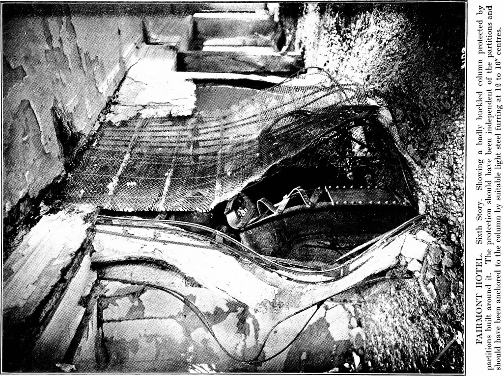 An illustration from The San Francisco earthquake and fire; a brief history of the disaster; a presentation of facts and resulting phenomena, with special reference to the efficiency of building materials, lessons of the disaster, 1906, leaf 223