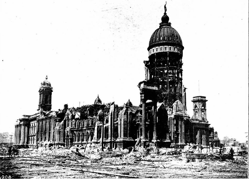 An illustration from The San Francisco earthquake and fire; a brief history of the disaster; a presentation of facts and resulting phenomena, with special reference to the efficiency of building materials, lessons of the disaster, 1906, leaf 226
