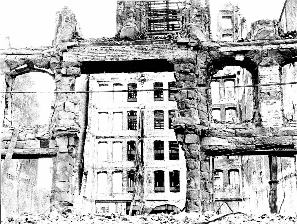 An illustration from The San Francisco earthquake and fire; a brief history of the disaster; a presentation of facts and resulting phenomena, with special reference to the efficiency of building materials, lessons of the disaster, 1906, leaf 247
