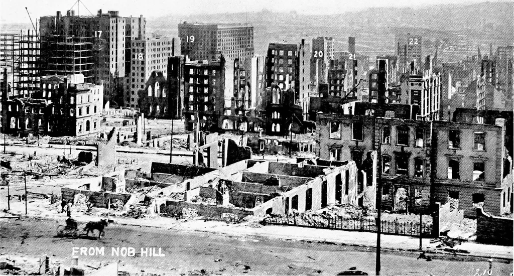 An illustration from The San Francisco earthquake and fire; a brief history of the disaster; a presentation of facts and resulting phenomena, with special reference to the efficiency of building materials, lessons of the disaster, 1906, leaf 34