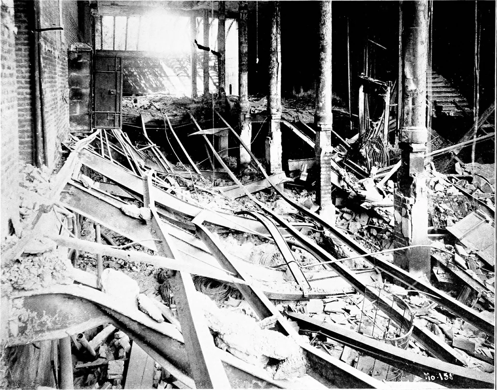 An illustration from The San Francisco earthquake and fire; a brief history of the disaster; a presentation of facts and resulting phenomena, with special reference to the efficiency of building materials, lessons of the disaster, 1906, leaf 38