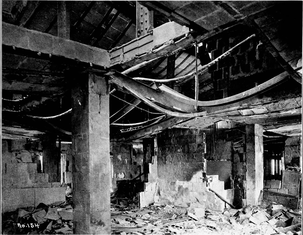An illustration from The San Francisco earthquake and fire; a brief history of the disaster; a presentation of facts and resulting phenomena, with special reference to the efficiency of building materials, lessons of the disaster, 1906, leaf 46
