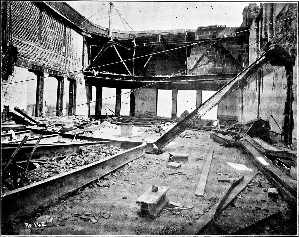 An illustration from The San Francisco earthquake and fire; a brief history of the disaster; a presentation of facts and resulting phenomena, with special reference to the efficiency of building materials, lessons of the disaster, 1906, leaf 50