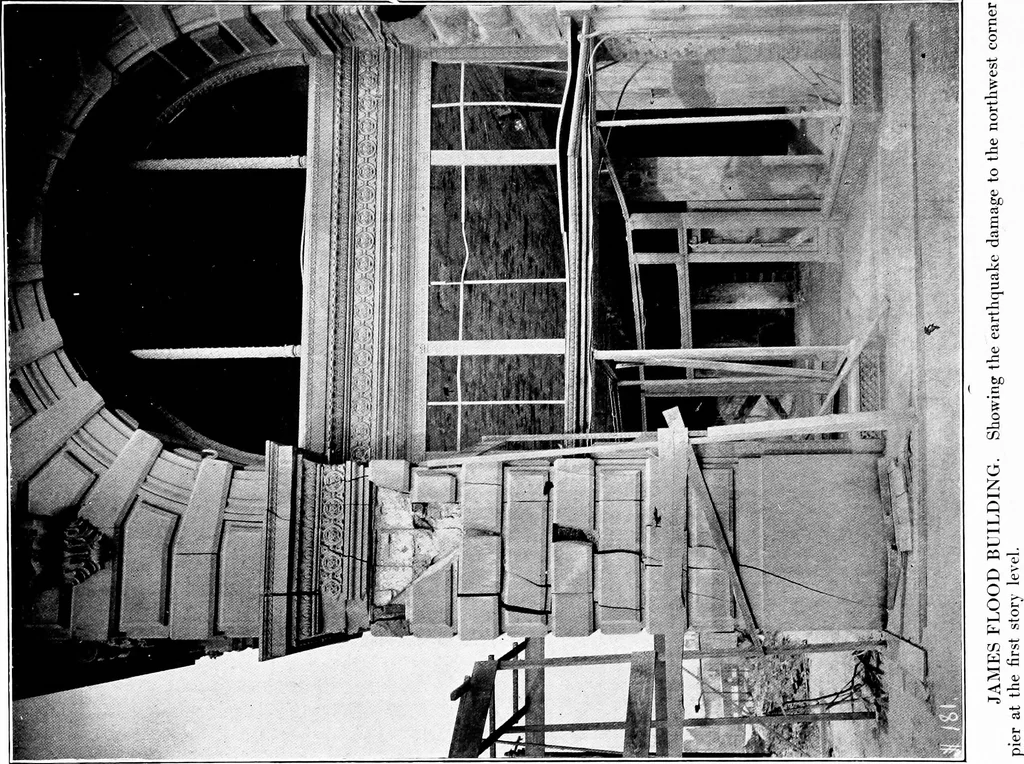An illustration from The San Francisco earthquake and fire; a brief history of the disaster; a presentation of facts and resulting phenomena, with special reference to the efficiency of building materials, lessons of the disaster, 1906, leaf 53
