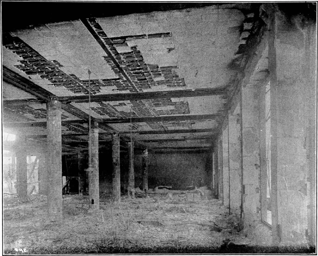 An illustration from The San Francisco earthquake and fire; a brief history of the disaster; a presentation of facts and resulting phenomena, with special reference to the efficiency of building materials, lessons of the disaster, 1906, leaf 71