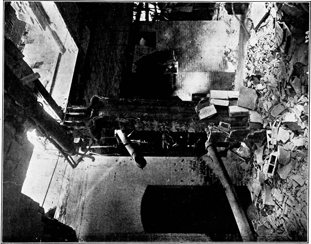 An illustration from The San Francisco earthquake and fire; a brief history of the disaster; a presentation of facts and resulting phenomena, with special reference to the efficiency of building materials, lessons of the disaster, 1906, leaf 74