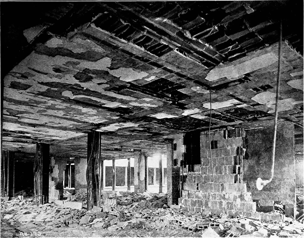 An illustration from The San Francisco earthquake and fire; a brief history of the disaster; a presentation of facts and resulting phenomena, with special reference to the efficiency of building materials, lessons of the disaster, 1906, leaf 81