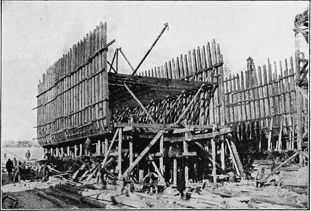An illustration from A practical course in wooden boat and ship building, the fundamental principles and practical methods described in detail, especially written for carpenters and other woodworkers who desire to engage in boat or ship building, and as a textbook for schools, 1918, leaf 134