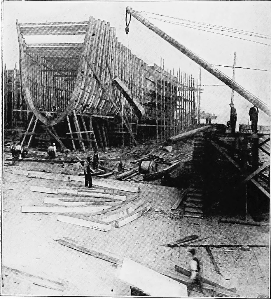 An illustration from A practical course in wooden boat and ship building, the fundamental principles and practical methods described in detail, especially written for carpenters and other woodworkers who desire to engage in boat or ship building, and as a textbook for schools, 1918, leaf 151