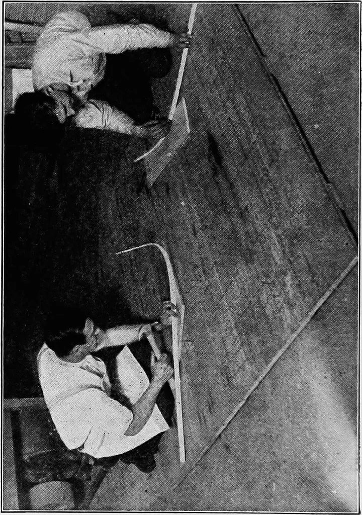 An illustration from A practical course in wooden boat and ship building, the fundamental principles and practical methods described in detail, especially written for carpenters and other woodworkers who desire to engage in boat or ship building, and as a textbook for schools, 1918, leaf 37
