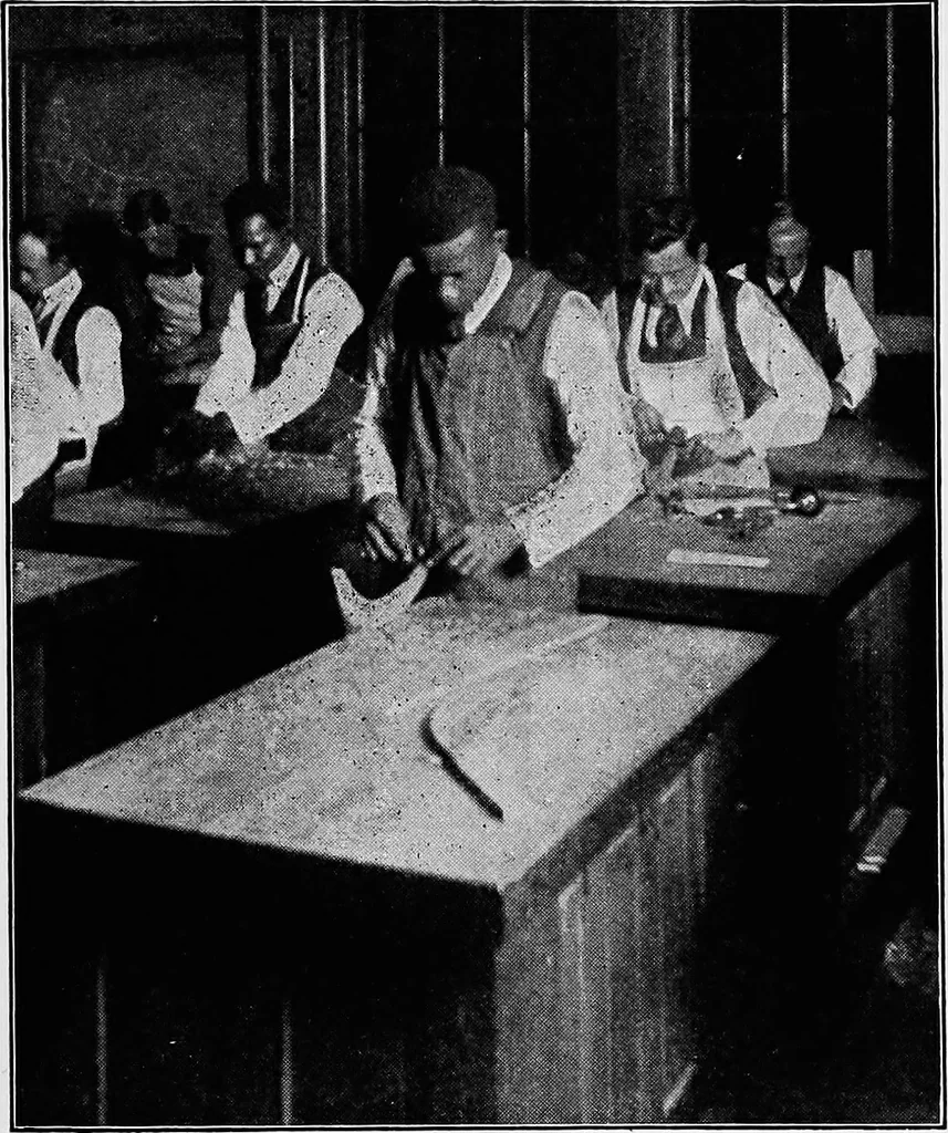 An illustration from A practical course in wooden boat and ship building, the fundamental principles and practical methods described in detail, especially written for carpenters and other woodworkers who desire to engage in boat or ship building, and as a textbook for schools, 1918, leaf 38