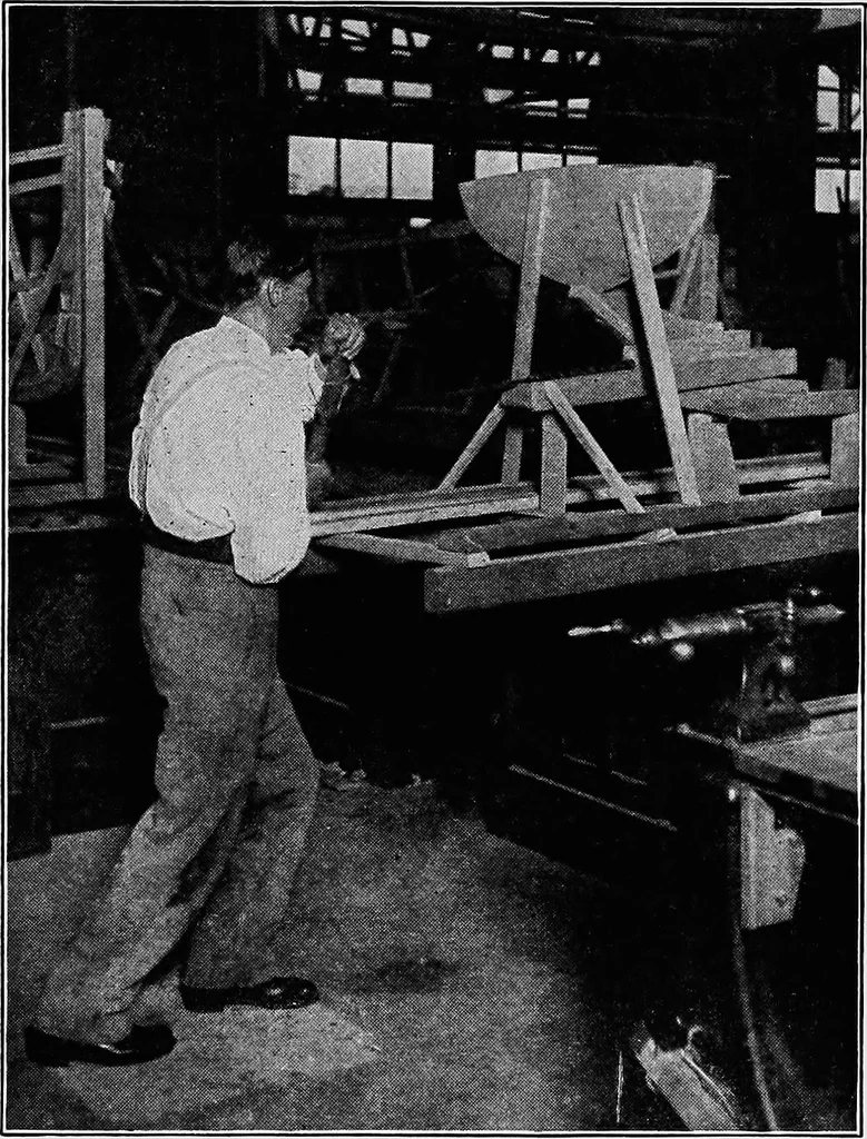 An illustration from A practical course in wooden boat and ship building, the fundamental principles and practical methods described in detail, especially written for carpenters and other woodworkers who desire to engage in boat or ship building, and as a textbook for schools, 1918, leaf 42