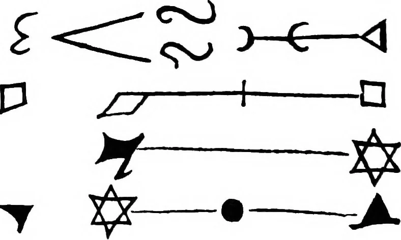 An illustration from Henry Cornelius Agrippa's Fourth book of occult philosophy, and geomancy. Magical elements of Peter de Abano. Astronomical geomancy [by Gerardus Cremonensis]. The nature of spirits [by Gorg Pictorius]. And arbatel of magic, 1655, leaf 75