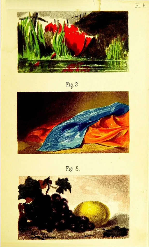 An illustration from The theory of colouring: being an analysis of the principles of contrast and harmony in the arrangement of colours, with their application to the study of nature, and hints on the composition of pictures, etc, 1872, leaf 42