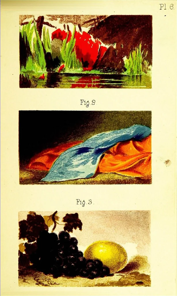 An illustration from The theory of colouring: being an analysis of the principles of contrast and harmony in the arrangement of colours, with their application to the study of nature, and hints on the composition of pictures, etc, 1872, leaf 44
