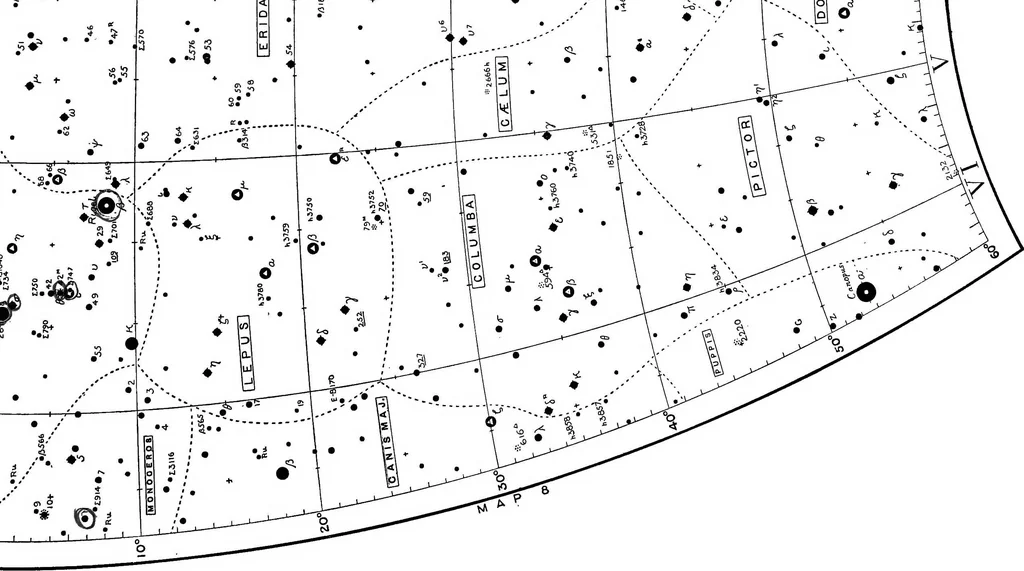 An illustration from A star atlas and telescopic handbook (epoch 1920) for students and amateurs, covering the whole star sphere, and showing over 7000 stars, nebulæ, and clusters; with short descriptive lists of objects suitable for small telescopes;, 1910, leaf 34