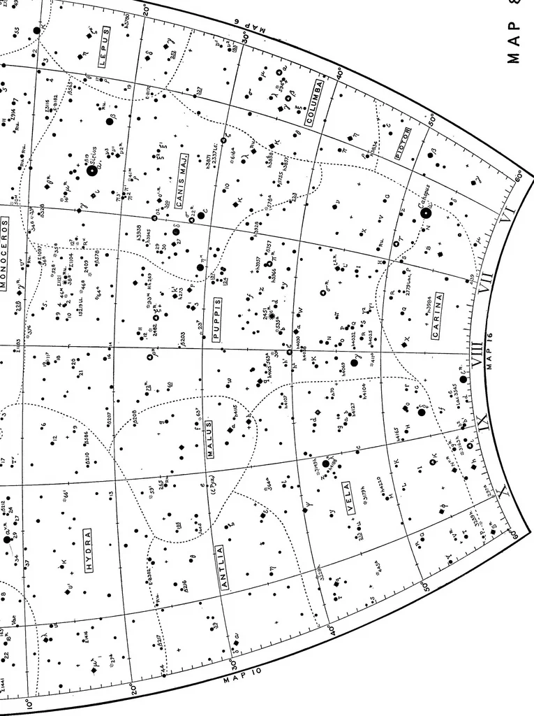An illustration from A star atlas and telescopic handbook (epoch 1920) for students and amateurs, covering the whole star sphere, and showing over 7000 stars, nebulæ, and clusters; with short descriptive lists of objects suitable for small telescopes;, 1910, leaf 38