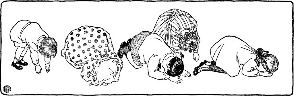 An illustration from Dramatic games and dances for little children, 1920, leaf 57