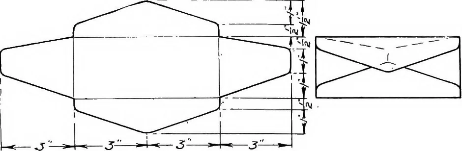 An illustration from Paper and cardboard construction. An analysis of the scope of paper and cardboard construction for primary grades of public schools ... Book problems, box problems, card problems, envelope problems, 1916, leaf 122