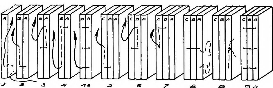 An illustration from Paper and cardboard construction. An analysis of the scope of paper and cardboard construction for primary grades of public schools ... Book problems, box problems, card problems, envelope problems, 1916, leaf 49